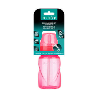 Mamajoo Akıtmaz Antikolik Pipetli Bardak 270 ml / Pembe