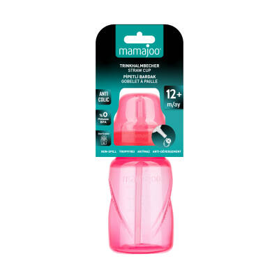 Mamajoo Akıtmaz Antikolik Pipetli Bardak 270 ml / Pembe