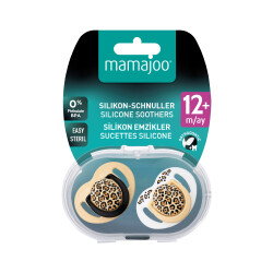 Mamajoo kieferorthopädische Design Schnuller Beige Leopard mit Sterilisations- und Aufbewahrungsbox / 12+ Monate - Thumbnail