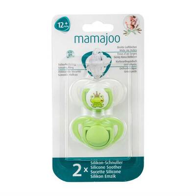 Mamajoo 2 x kieferorthopädische Design Schnuller Frosch & Grün /12+ Monate