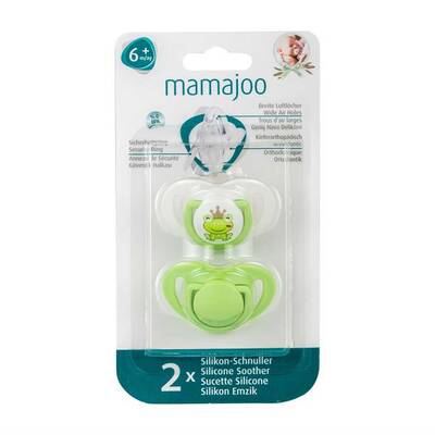 Mamajoo 2 x kieferorthopädische Design Schnuller Frosch & Grün /6+ Monate