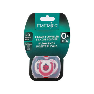 Mamajoo Schnuller im kieferorthopädischer Design Marienkäfer & Rot mit Aufbewahrungsbox / 0+ Monate