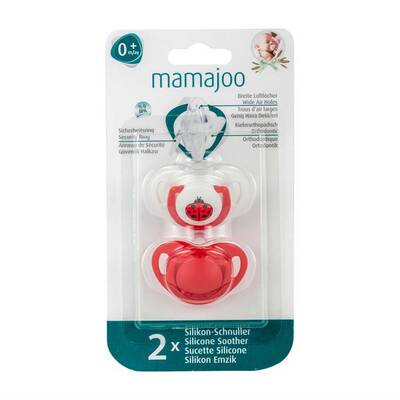 Mamajoo 2 x kieferorthopädische Design Schnuller Marienkäfer & Rot /0+ Monate