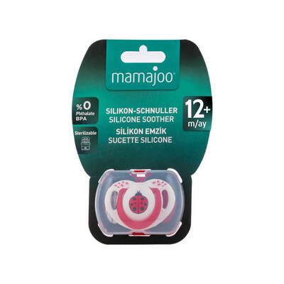 Mamajoo Schnuller im kieferorthopädischer Design Marienkäfer & Rot mit Aufbewahrungsbox / 12+ Monate