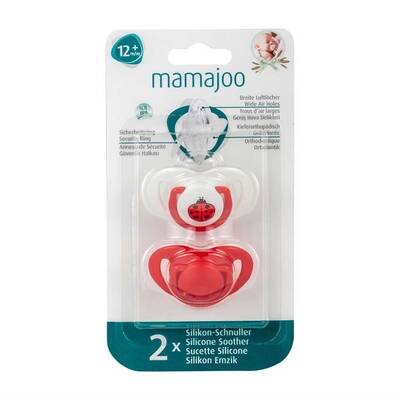 Mamajoo 2 x kieferorthopädische Design Schnuller Marienkäfer & Rot /12+ Monate