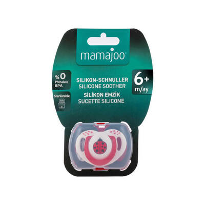 Mamajoo Schnuller im kieferorthopädischer Design Marienkäfer & Rot mit Aufbewahrungsbox / 6+ Monate