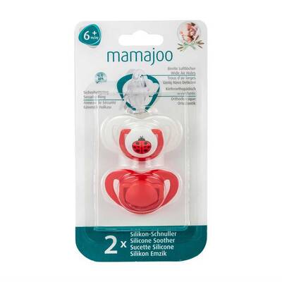 Mamajoo 2 x kieferorthopädische Design Schnuller Marienkäfer & Rot /6+ Monate