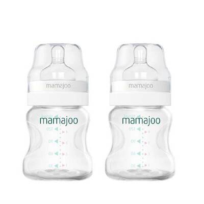 Mamajoo Silver Feeding Bottles 150ml Twin Pack