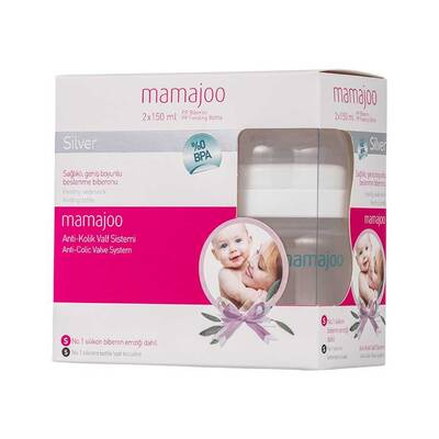 Mamajoo Silver Feeding Bottles 150ml Twin Pack