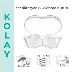 Mamajoo Sterilizasyon & Saklama Kutulu Powder Green Desenli İkili Ortodontik Emzik / 0 Ay+ - Thumbnail