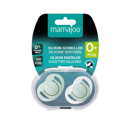 Mamajoo Sterilizasyon & Saklama Kutulu Powder Green Desenli İkili Ortodontik Emzik / 0 Ay+