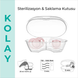 Mamajoo Sterilizasyon & Saklama Kutulu Powder Pink Desenli İkili Ortodontik Emzik / 0 Ay+ - Thumbnail