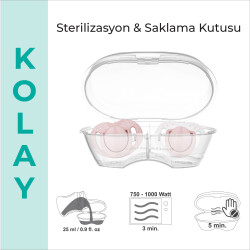 Mamajoo Sterilizasyon & Saklama Kutulu Powder Pink Desenli İkili Ortodontik Emzik / 0 Ay+ - Thumbnail