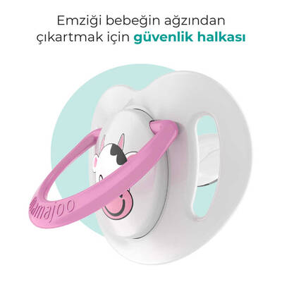 Mamajoo Tekli Desenli Emzik & Renkli Saklama Kutusu 0 ay+/Pembe İnek