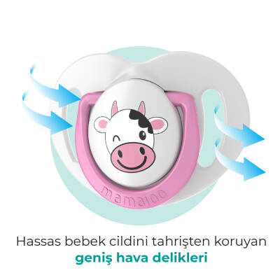 Mamajoo Tekli Desenli Emzik & Renkli Saklama Kutusu 0 ay+/Pembe İnek